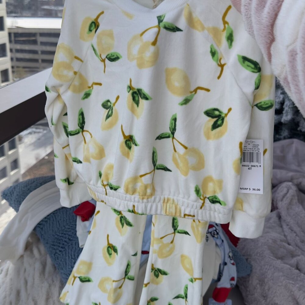 Toddler Girl Fleece Lemon Set Bell Bottoms Jessica Simpson